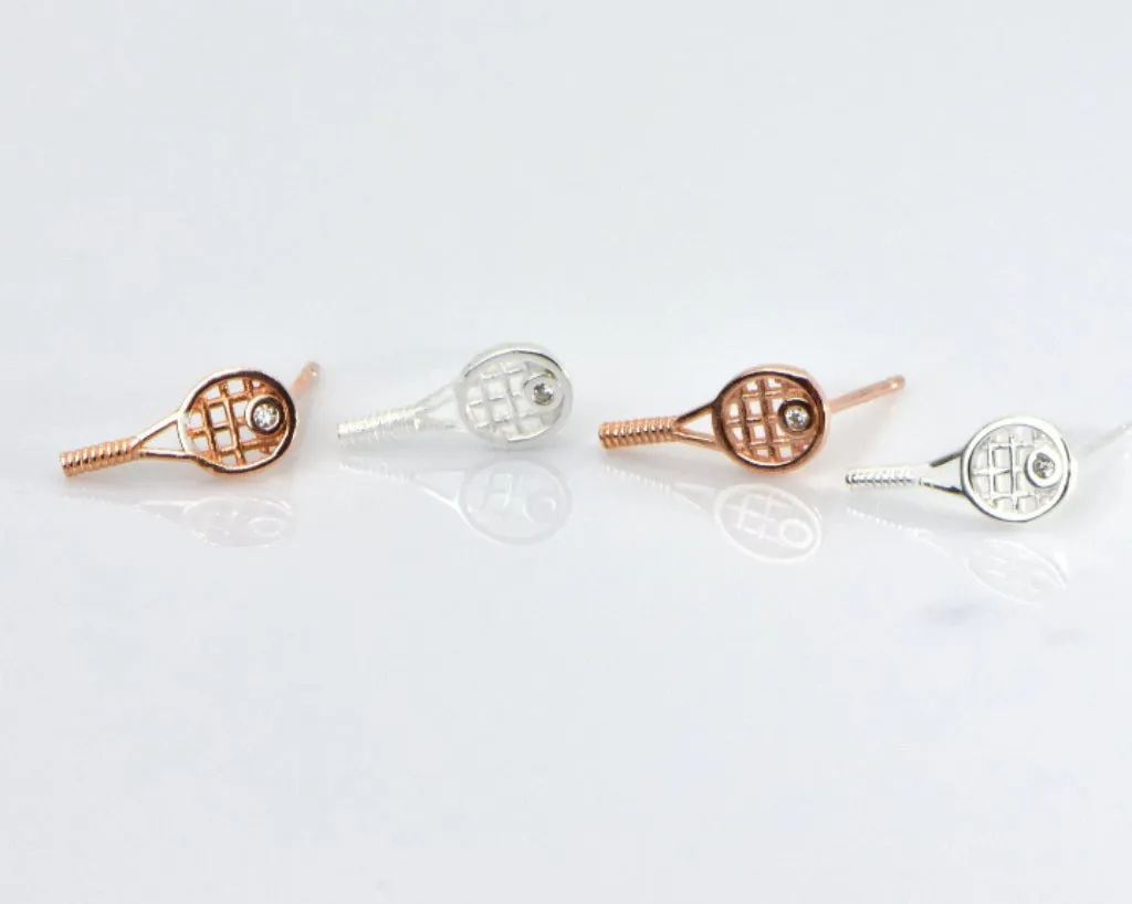 Tennis Rackets Stud Earrings,  Sterling Silver, Tennis Gifts