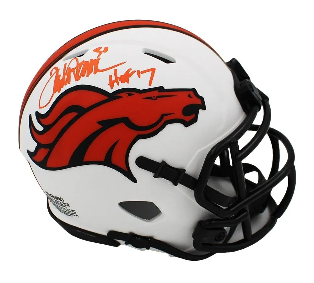 Terrell Davis Signed Denver Broncos Speed Lunar NFL Mini Helmet with "HOF 17"