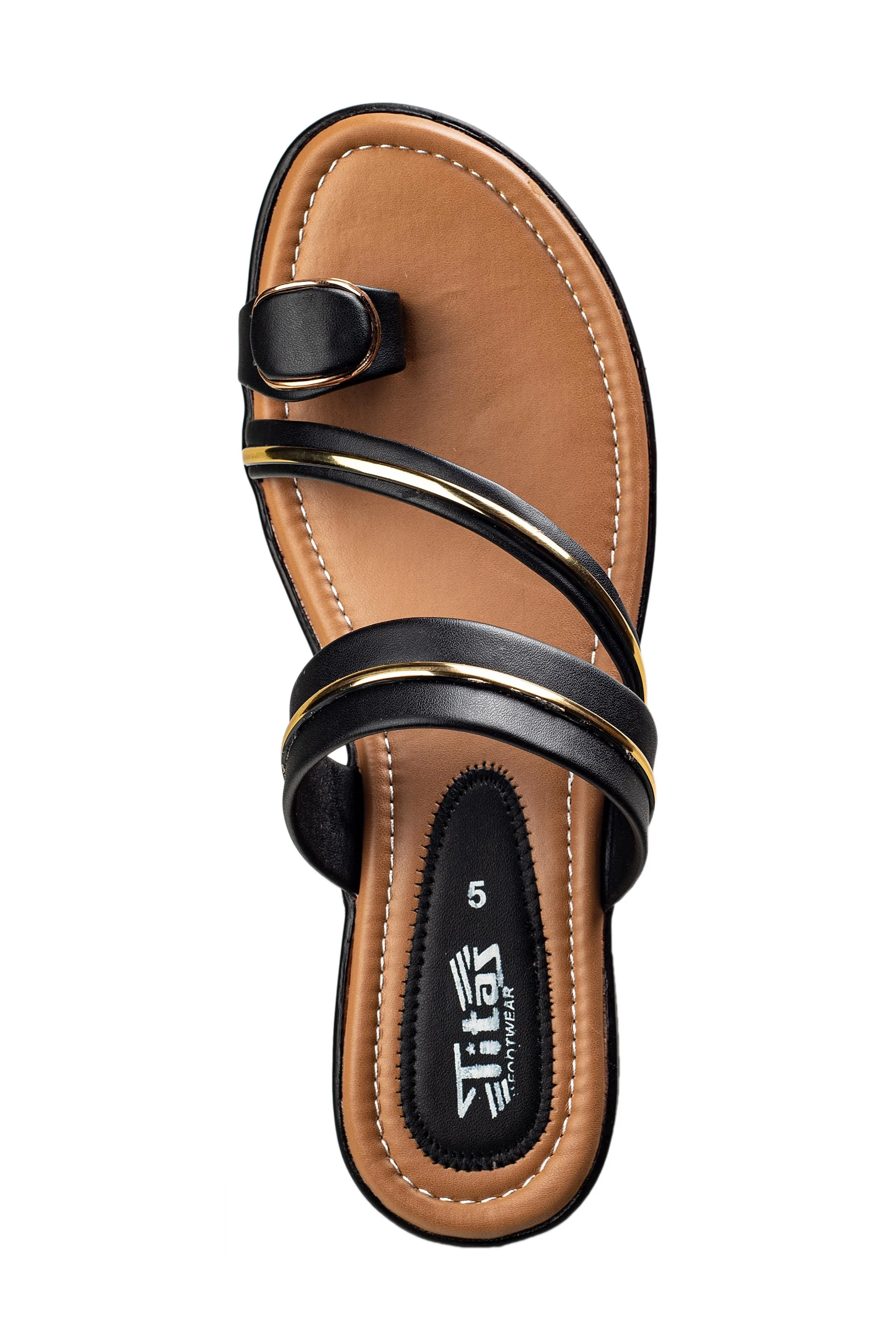 Titas Ladies Black Chappal