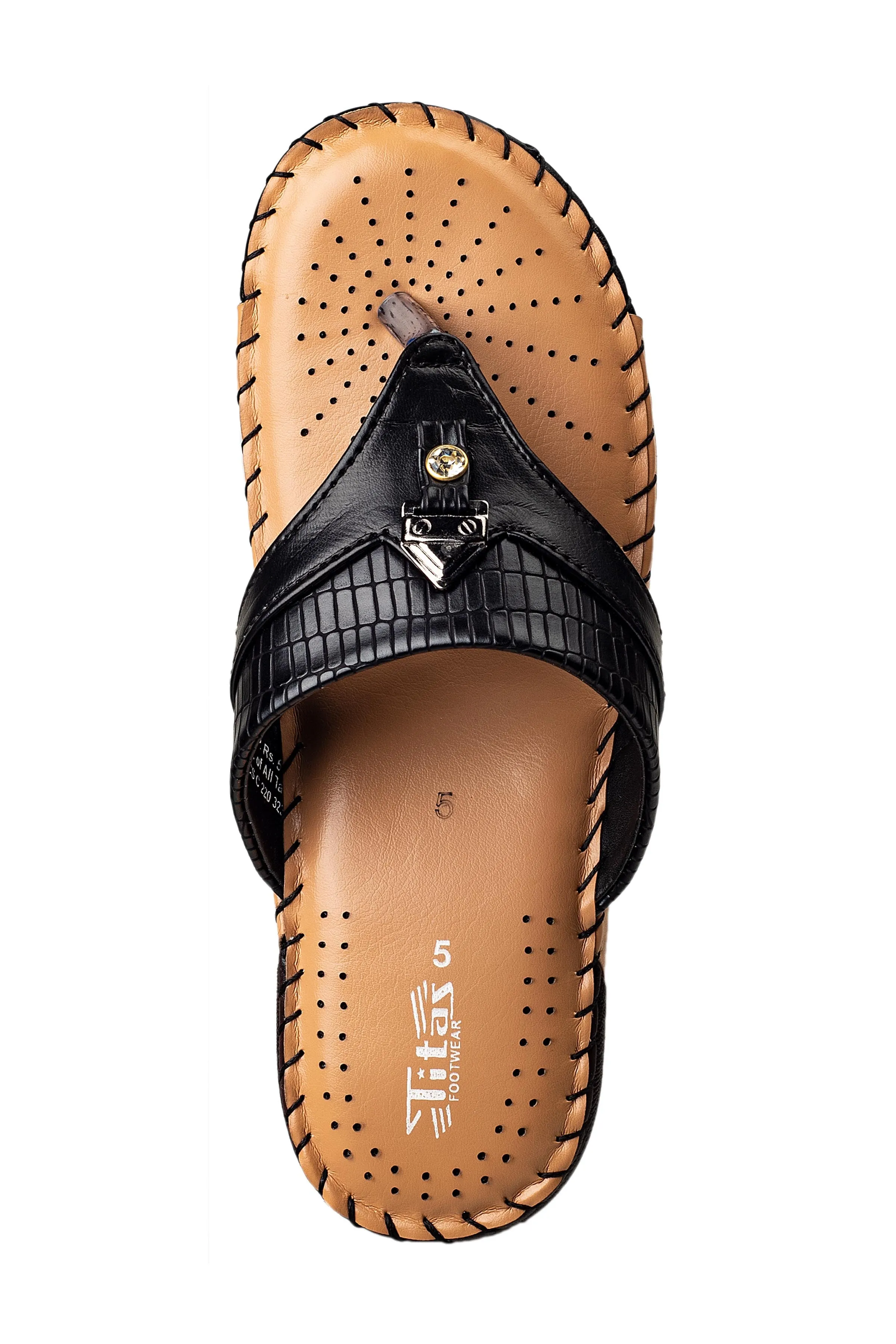 Titas Ladies Black Chappal