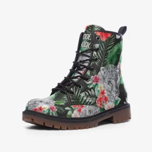 Tropical Jungle Green Vegan Leather Unisex Boots