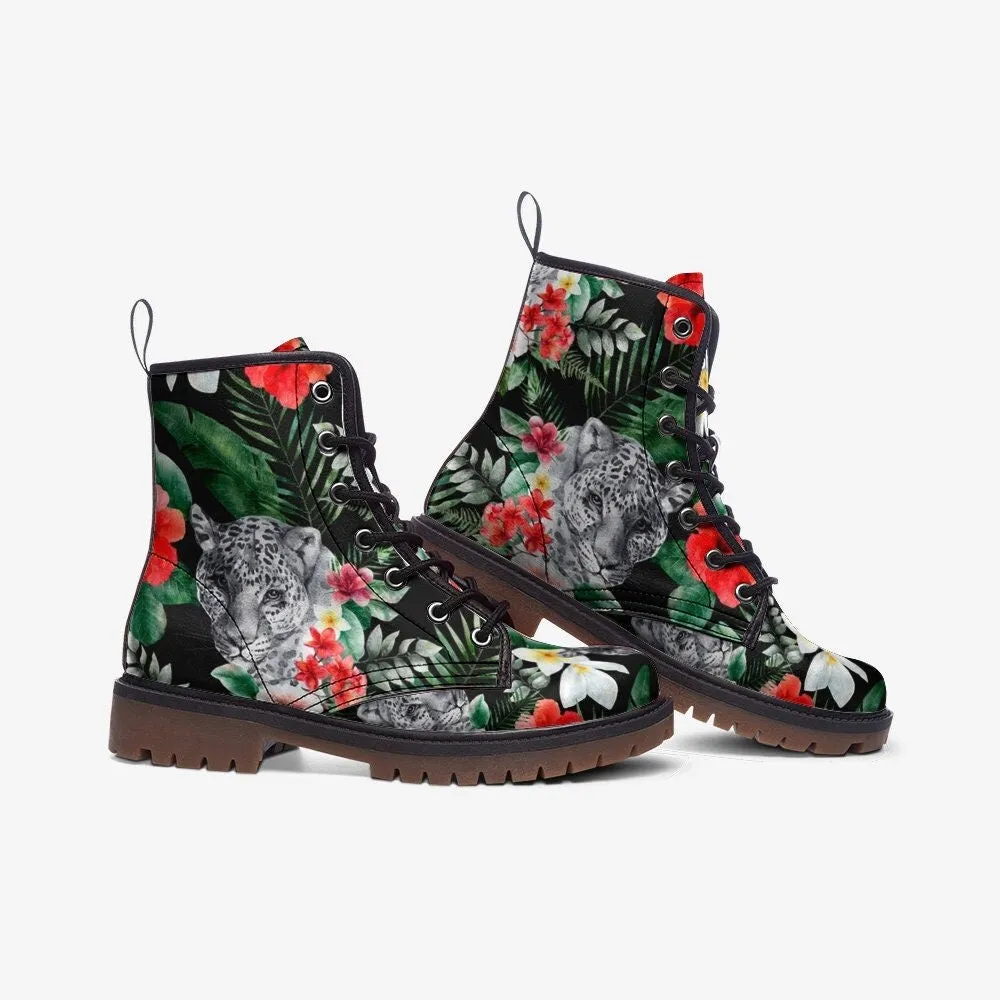 Tropical Jungle Green Vegan Leather Unisex Boots
