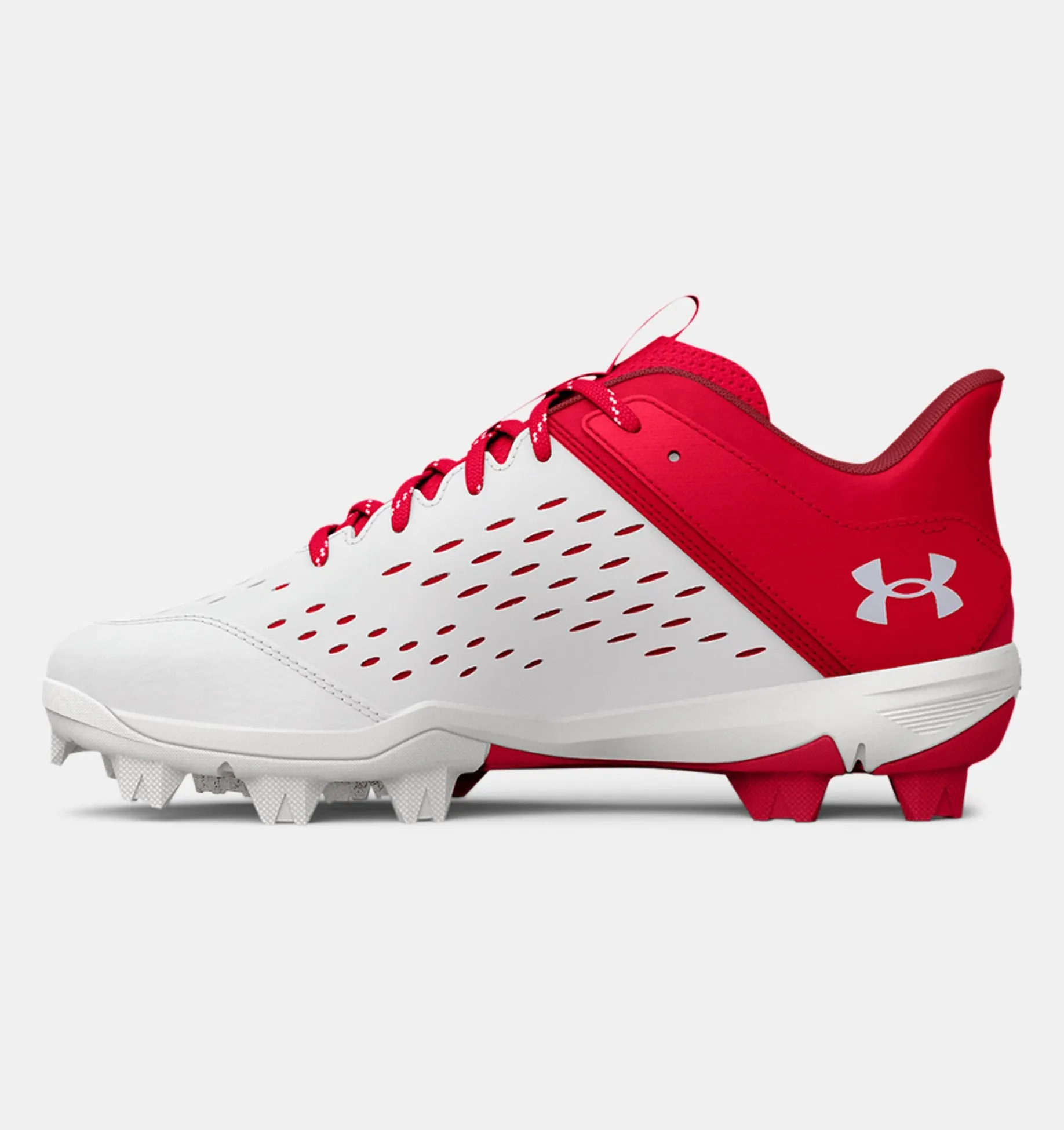 Under Armour Leadoff Low RM Jr. Youth Molded Cleat - Red/White