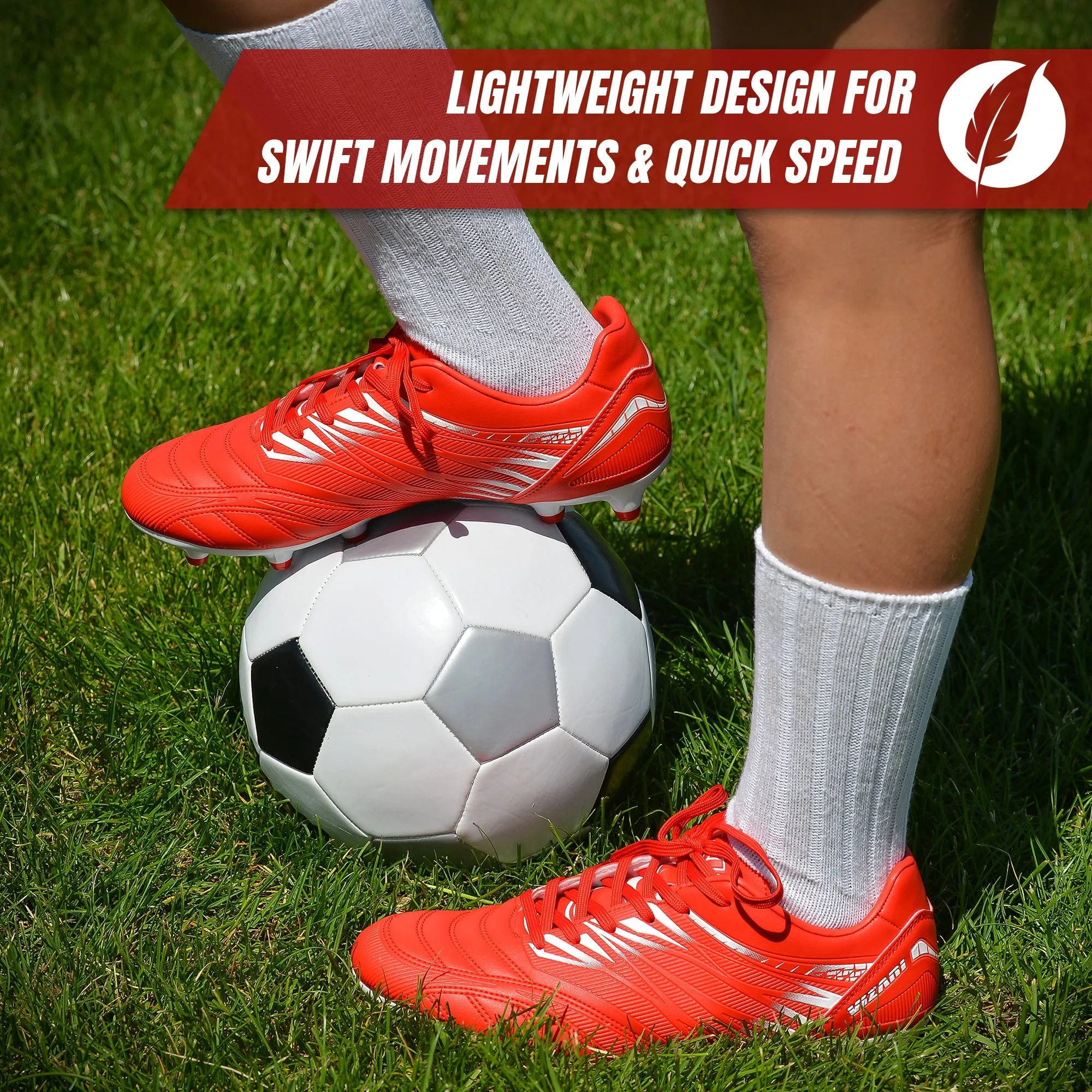 Valencia Firm Ground Soccer Cleats - Red/White