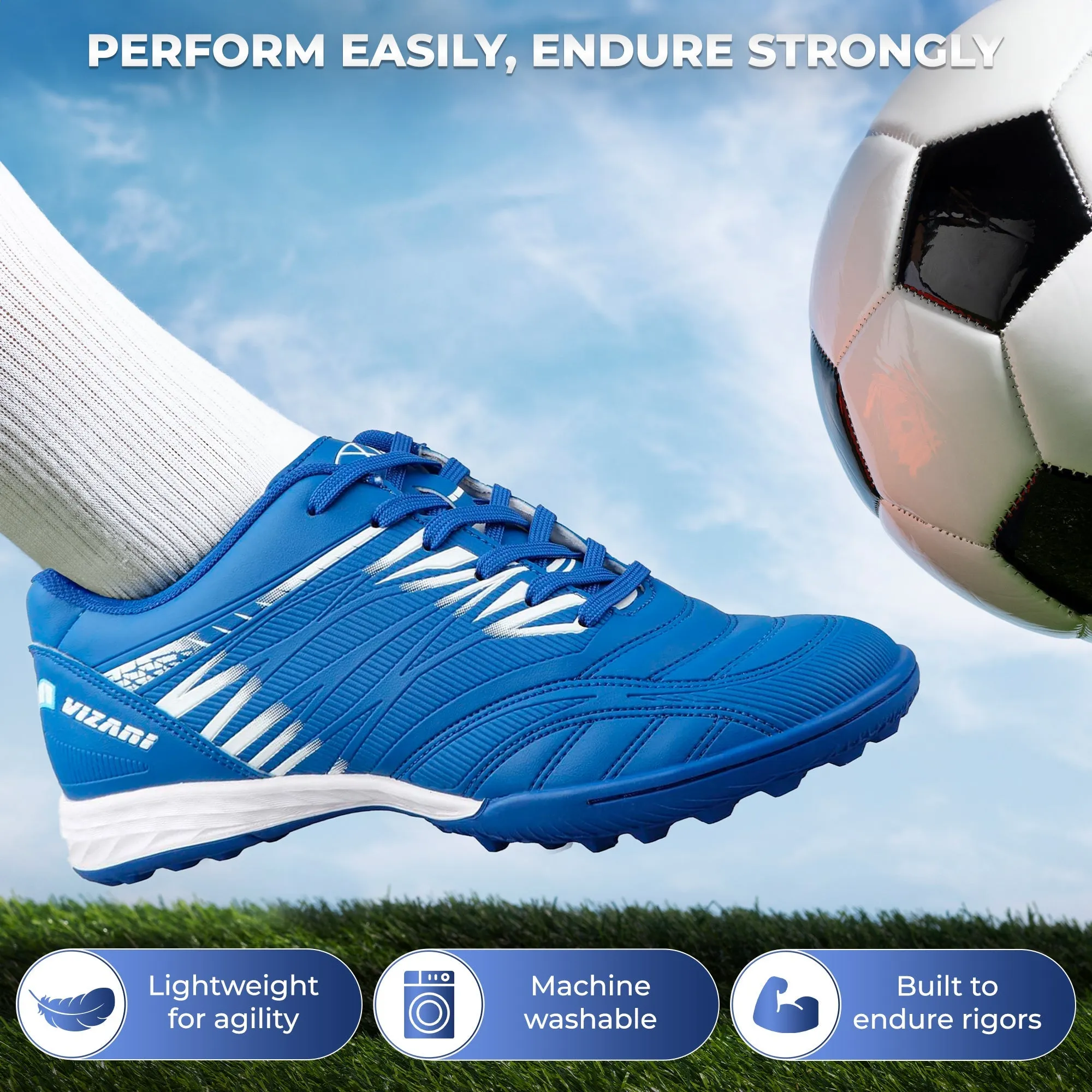 Valencia Turf Soccer Shoes - Royal/White