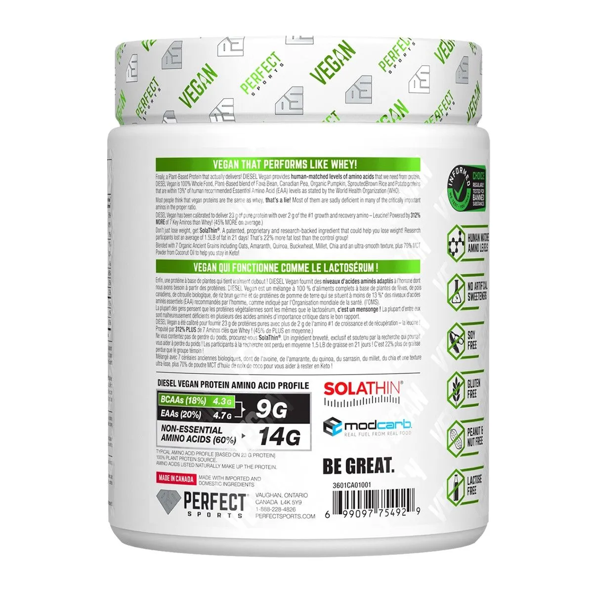 Vegan Diesel Protein Powder - Vanilla Ice Dream - 700 GRAM LONGTERM SHORTAGE