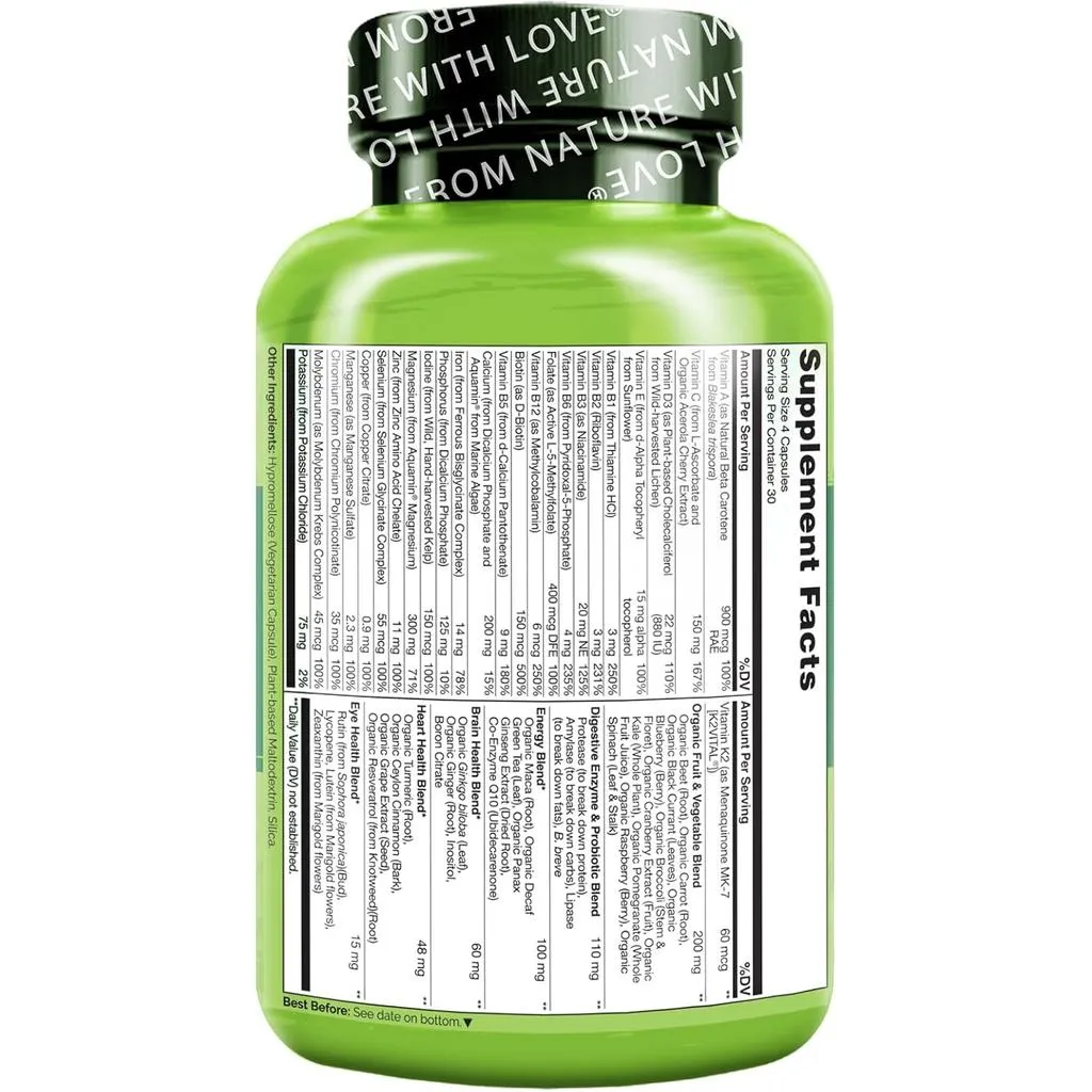 Whole Food Multivitamin For Women with Natural Vitamins, Fruit & Herbal Extracts