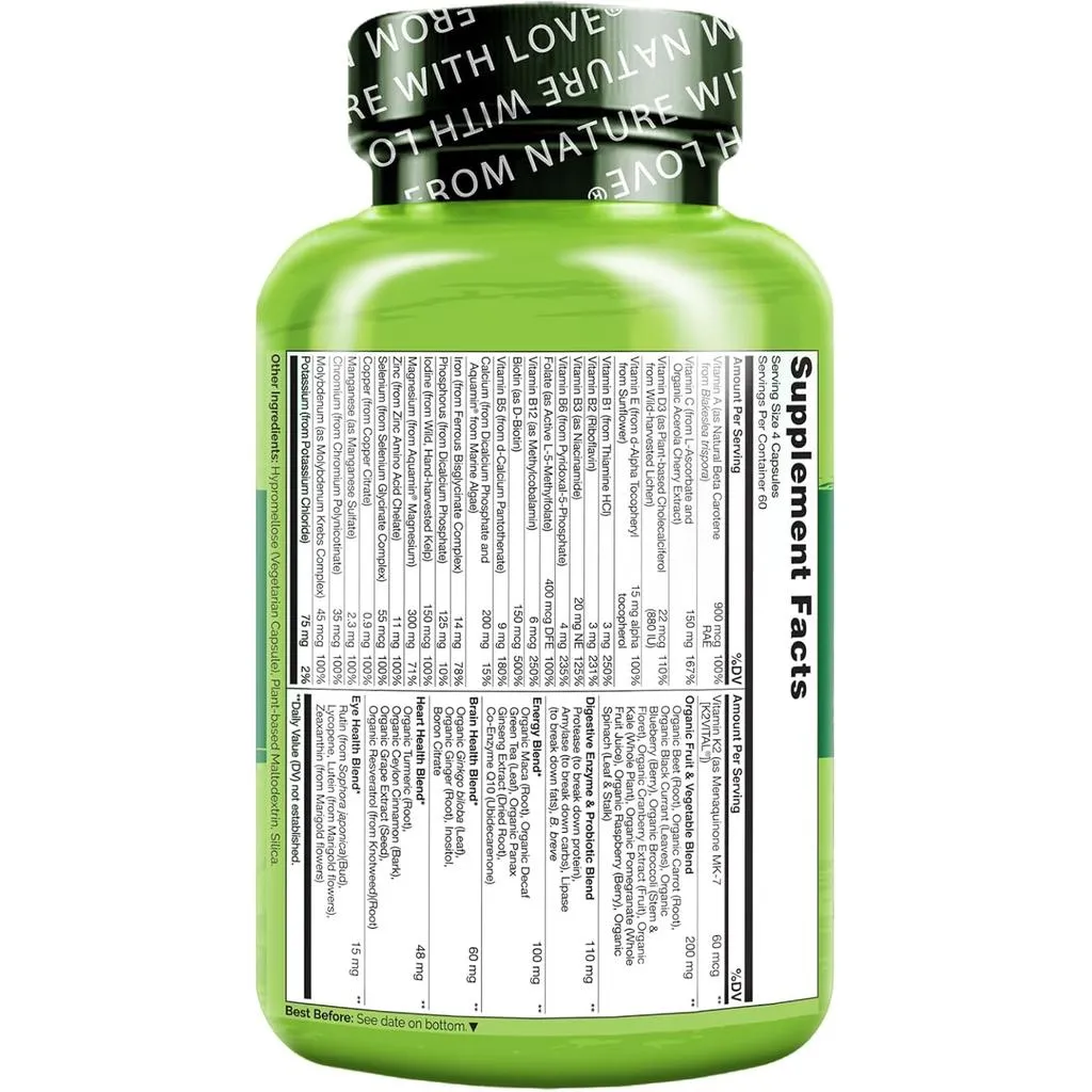 Whole Food Multivitamin For Women with Natural Vitamins, Fruit & Herbal Extracts