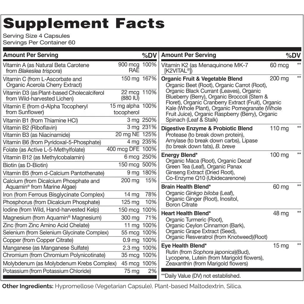 Whole Food Multivitamin For Women with Natural Vitamins, Fruit & Herbal Extracts