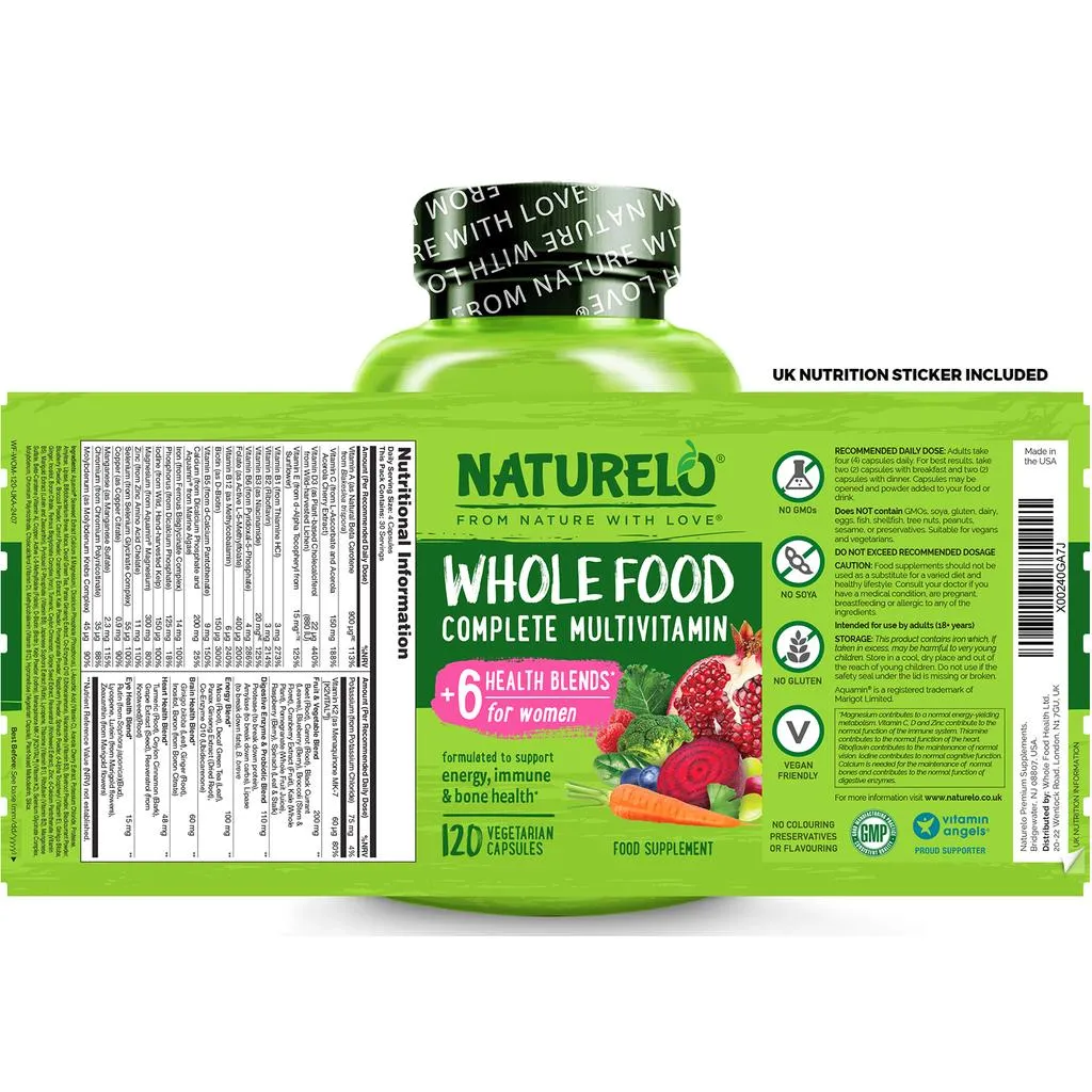 Whole Food Multivitamin For Women with Natural Vitamins, Fruit & Herbal Extracts