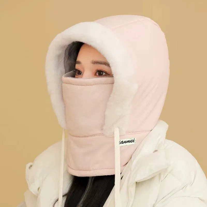 Winter Thickened and Warm Ear-protecting Lei Feng Hat for Women. Skiing and Cycling Windproof and Snowproof Mask and Scarf Integrated Hat.C-241106-5