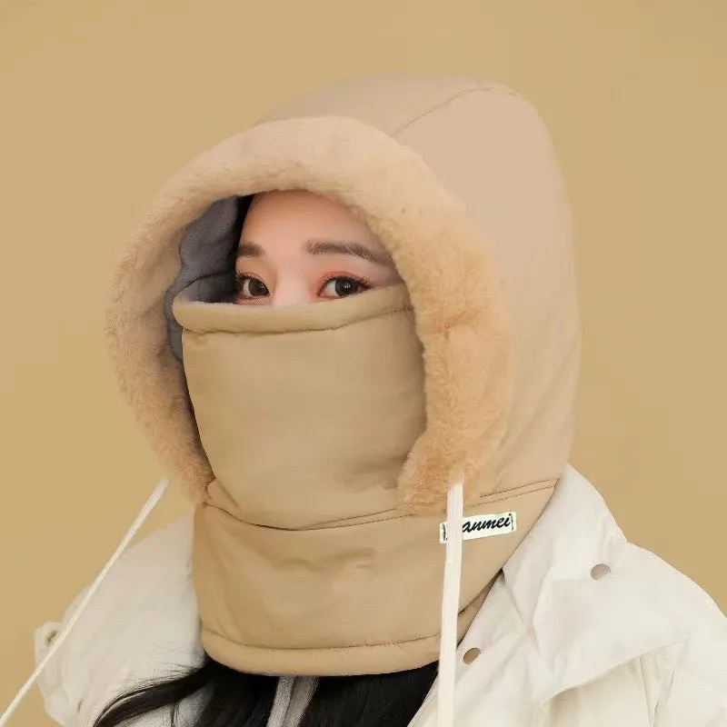 Winter Thickened and Warm Ear-protecting Lei Feng Hat for Women. Skiing and Cycling Windproof and Snowproof Mask and Scarf Integrated Hat.C-241106-5