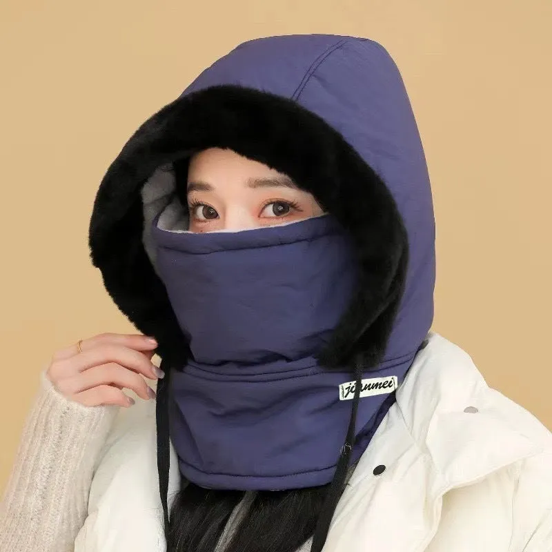 Winter Thickened and Warm Ear-protecting Lei Feng Hat for Women. Skiing and Cycling Windproof and Snowproof Mask and Scarf Integrated Hat.C-241106-5