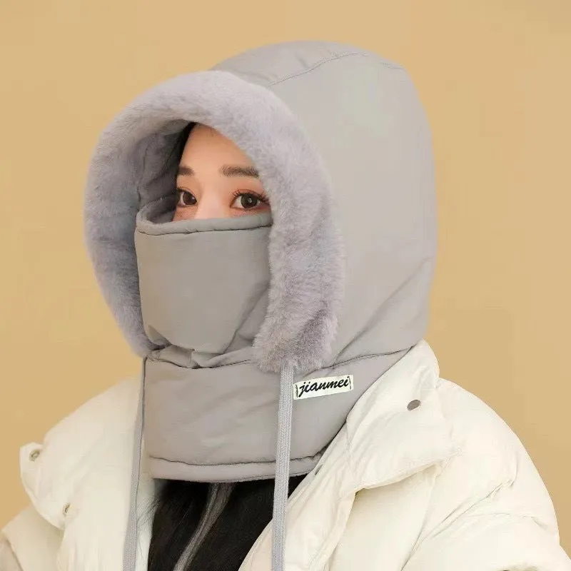Winter Thickened and Warm Ear-protecting Lei Feng Hat for Women. Skiing and Cycling Windproof and Snowproof Mask and Scarf Integrated Hat.C-241106-5