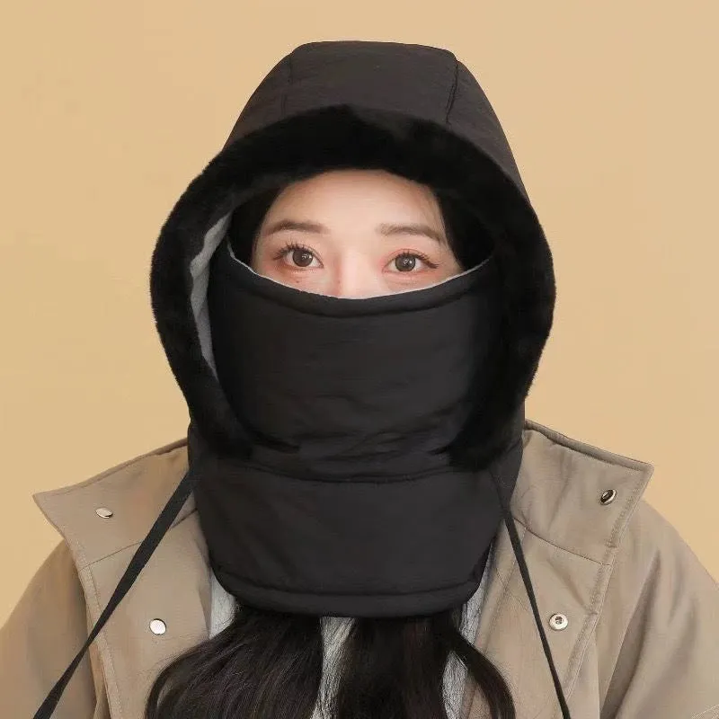 Winter Thickened and Warm Ear-protecting Lei Feng Hat for Women. Skiing and Cycling Windproof and Snowproof Mask and Scarf Integrated Hat.C-241106-5