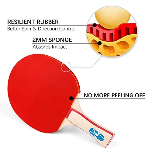 XGEAR Ping Pong Paddle Set ;Complete Table Tennis Set ; Table Tennis Racket Set,4 Paddles, 8 Balls, Portable Storage Case, Optimize Spin and Control, for Indoor Outdoor Play
