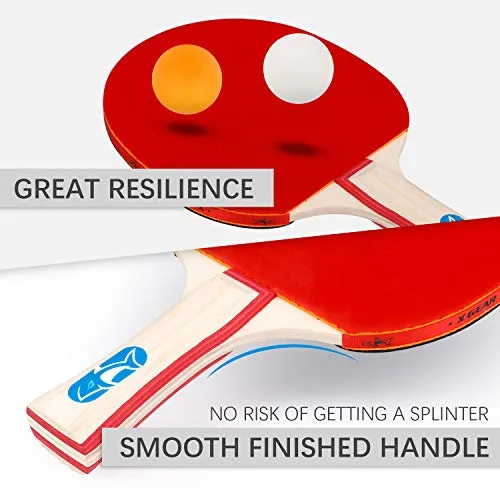 XGEAR Ping Pong Paddle Set ;Complete Table Tennis Set ; Table Tennis Racket Set,4 Paddles, 8 Balls, Portable Storage Case, Optimize Spin and Control, for Indoor Outdoor Play