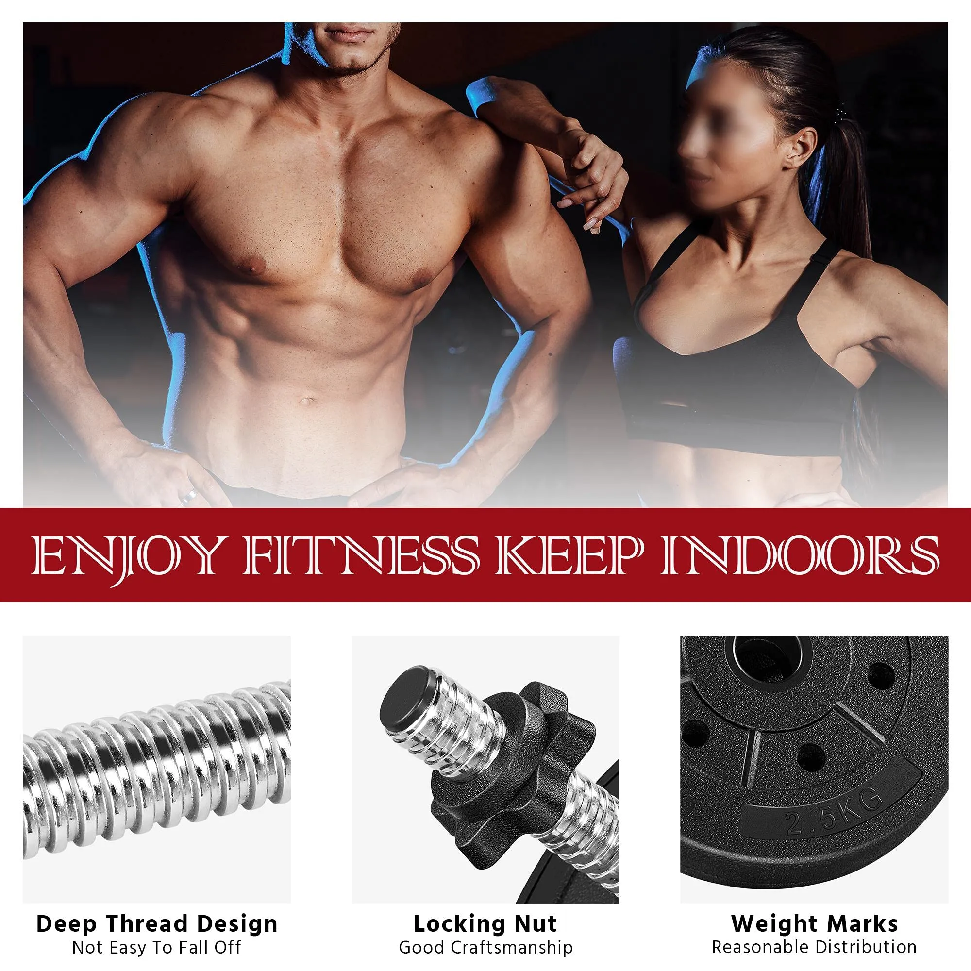 Yaheetech Adjustable Dumbbells Weight Set - 66LB Dumbbell Weights Exercise & Fitness Equipment w/ 4 Spinlock Collars & 2 Connector Options for Women & Men Gym Home Strength Bodybuilding Training