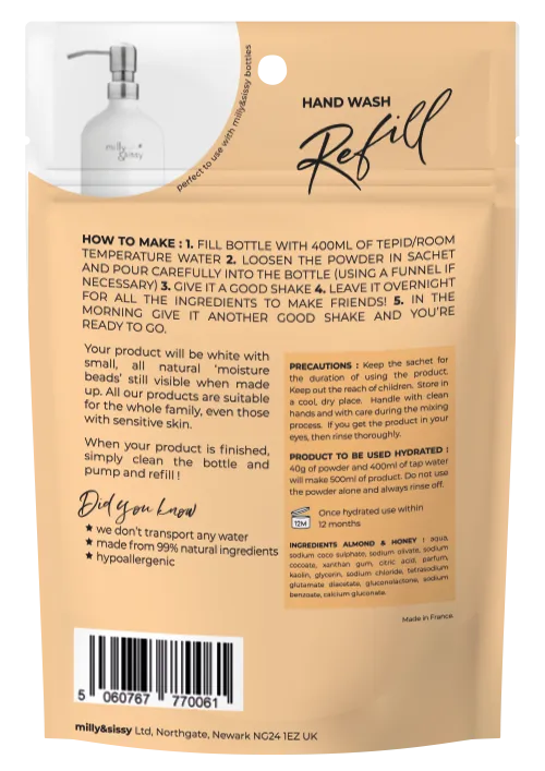 Zero Waste Honey and Almond Hand Wash Refill